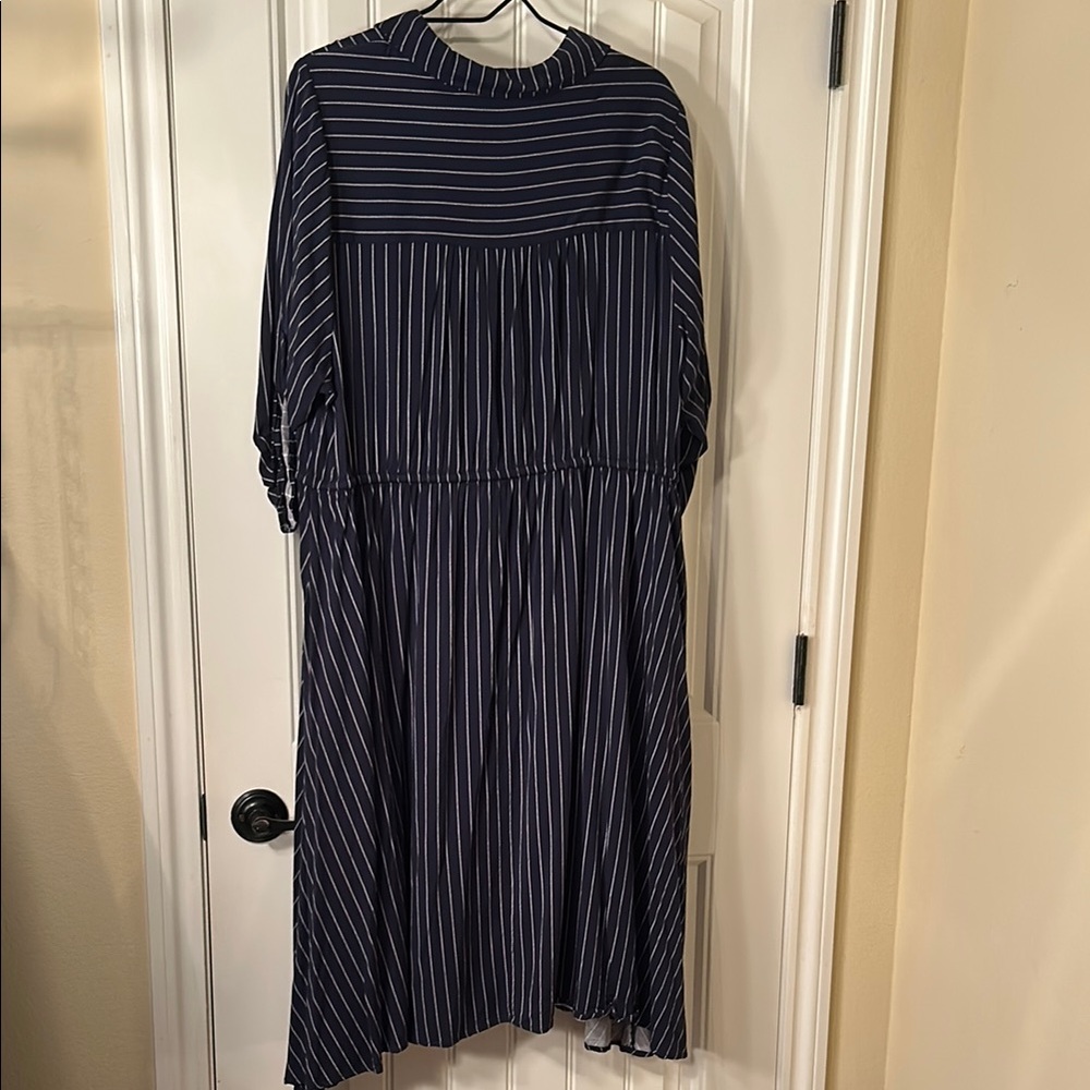 Torrid Navy and White pin stripe dress 3 - Picture 2 of 5